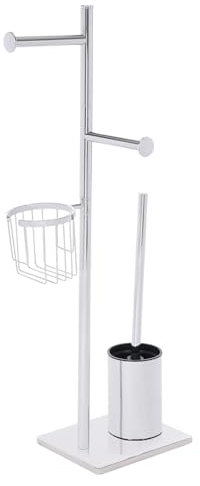 Toilettenpapierhalter Edelstahl Klopapierhalter Stehend mit Aroma Regal und Toilettenbürste Gesamthöhe 68.5cm WC-Bürstenhalter Stehend WC Bürstengarnitur