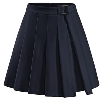 Bridesmay Minikjolar för kvinnor, veckad skater, tennis, skolkjol, flickor, A-linje, kjol med knytband, midjebälte för cosplay, fest, klubb, Marinblått Xsp, XL