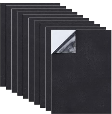 10 Pezzi Pannello in Schiuma EVA Autoadesiva con Supporto Adesivo, 300 x 210 x 1mm, Antiscivolo, Eva Fogli di Schiuma Adesivo Nero, Adatto per Mobili Assorbimento Degli Urti e Isolamento Acustico