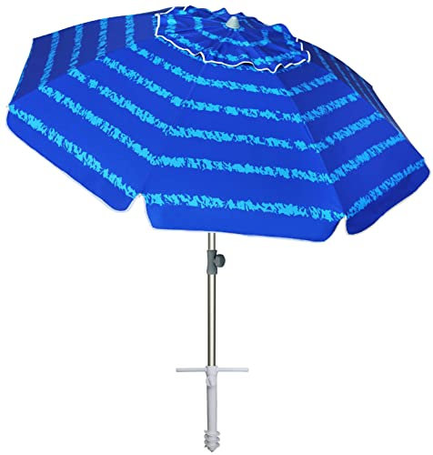 Grand parasol de plage robuste de 2,1 m, avec ancrage au sable, inclinable, portable, protection UV 50+, sac de transport pour terrasse, jardin, piscine, arrière-cour, multicolore