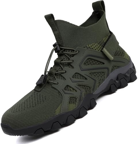 VTASQ Scarpe da Trekking Uomo Scarpe da Trail Running Traspiranti Passeggiate Stivali per Antiscivolo Sportive All'aperto Donna Scarpe da Escursionismo Leggero Tennis Sportiva Verde-1 42 EU