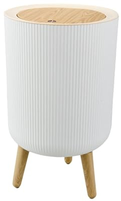 LOVIVER Poubelle avec couvercle à pression, corbeille à papier blanche, corbeille à déchets avec pieds amovibles pour chambre d'amis, hôtel, école, entrée, 12l