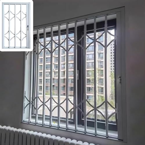 Lockable Folding Window Security Bars - Decorative Window Guards for Home Protection, 30-48in Wide, Prevent Burglary, Ideal for Basements (46x61in/117x155cm)