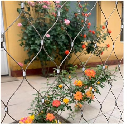 DTVEW Malla de Cable Balaustrada Metálica Tejida Valla Jardín 7cm/1,5mm Protección para Escaleras(0.8x3m)