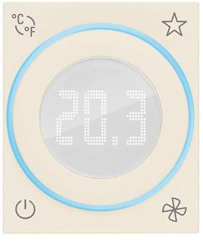 VIMAR 30811.C Linea Termostato Smart a rotella 2M, tecnologia IoT standard Bluetooth 5.0, ingresso per sensore di temperatura esterna, riscaldamento e condizionamento, alimentazione 100-240 V, canapa