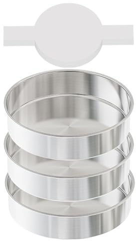 JAMNGHB Set di 3 teglie rotonde da 8 pollici di grado commerciale in acciaio antiruggine Bakewares con 100 carta da forno antiaderente per panettieri domestici Pratica ruggine prova teglia