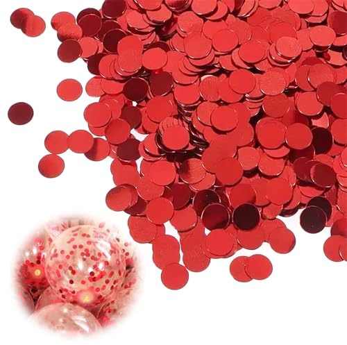 Vyqrx 50g Konfetti Metallic Glitzer Pailletten Rund Confetti 1.5CM Metallic Rund Tischkonfetti Streudekoration für Karneval Partys Hochzeit und Feiern Dekoration(Rot-rund)