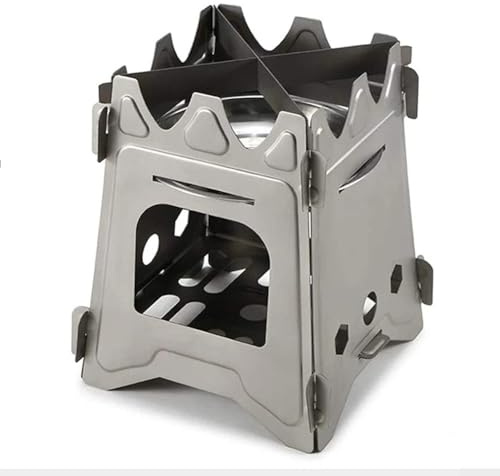 Poêle à bois pliable et portable léger avec sac de transport et plateau pour randonnée, camping, four compact pour utilisation en déplacement (L)