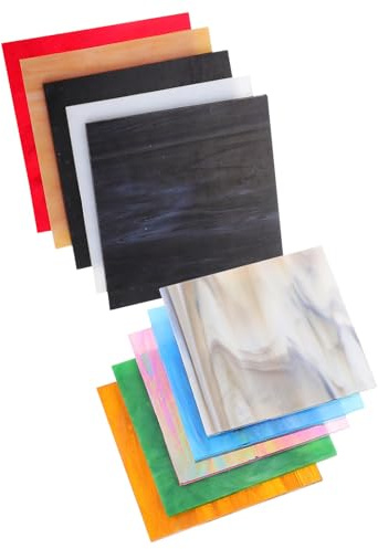 TEHAUX 10 Láminas de Mica para Manualidades Piezas de Vidrio Artesanales, Reflejan Luz y Son Ideales para Decoración de Fiestas y Navidad Color Aleatorio