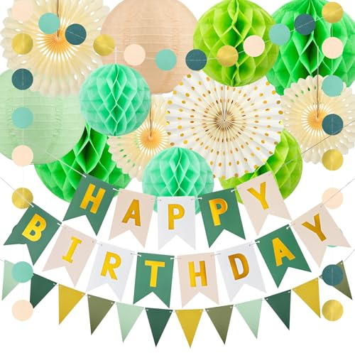 Hysagtek Geburtstagsdeko Grün - Party Deko Geburtstag Set
