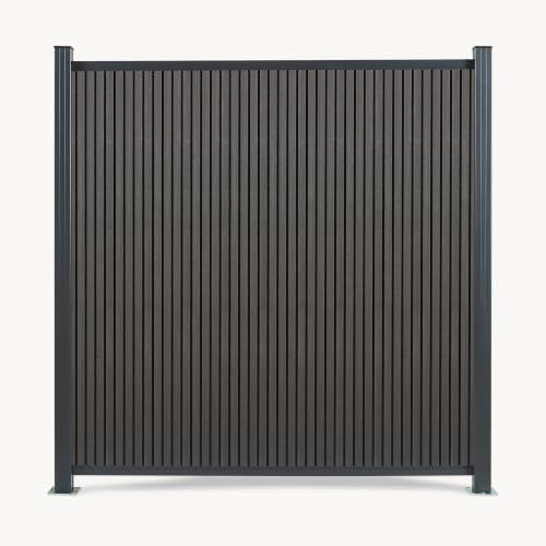 NEU.HOLZ Startermodul Grassano 185 x 180 cm mit 2 Pfosten Grau | Gartenzaun, WPC, Sichtschutzzaun, Lamellenzaun, Zaunelemente, witterungsbeständig, Windschutz