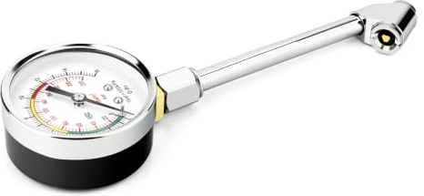 MEANLIN Manomètre pression pneus avec embout droit longue portée, testeur mécanique robuste pour voitures, camions, vélos