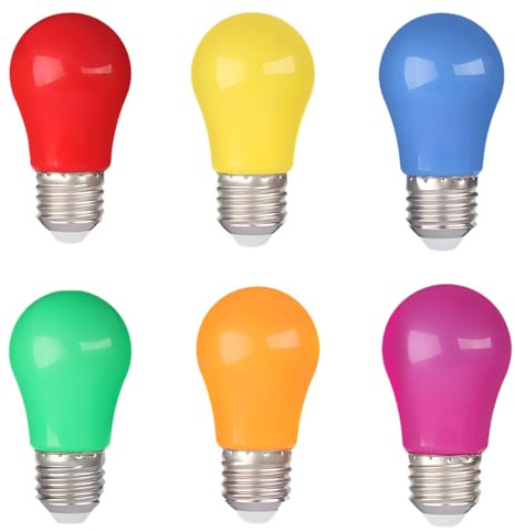 HUAMu Bunte Glühbirnen E27 LED Birne Bunt Farbige Glühbirne, 3W Farbig Leuchtmittel Lampe, Rot, Gelb, Blau, Grün, Orange, Lila für Party, Lichterkette, Deko Weihnachten, 6er-Pack