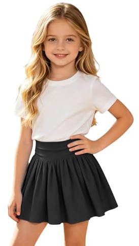Girls High Waist Pleated Skirt, Soft Cotton A-Line Skort for Kids, Lightweight Summer School Uniform Bottoms for Daily Wear, Ages 5-14 Years