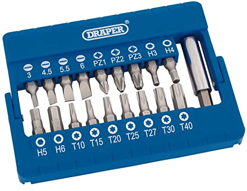Draper 82393 Screwdriver Bit and Magnetic Holder 19 Piece Set
