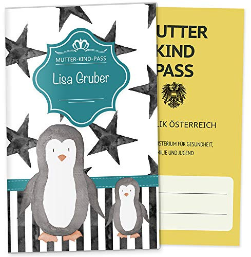 OLGS Mutter-Kind-Passhülle Creative Royal Österreich - Schutzhülle für Schwangerschaft mit Fach für Ultraschallbilder, Pinguin