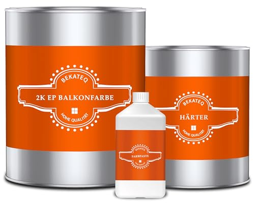 BEKATEQ 2K Epoxidharz in Anthrazitgrau 2,5kg für Balkon & Terrasse I Bodenfarbe UV-optimiert, Selbstentlüftend, Geruchsarm - Bodenbeschichtung zur Balkon-Abdichtung, Balkonfarbe wasserdicht BK-300EP