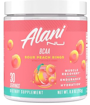 Alani Nu BCAA Sour Peach Ring | Branch Chain Essential Amino Acids | 2:1:1 Formula | Supplement Powder | Muscle Recovery Vitamins for Post-Workout | 30 Servings
