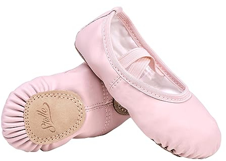Stelle Ballet Shoes for Girls Toddler Ballet Slippers Soft Leather Boys Dance Shoes for Toddler/Little Kid/Big Kid(Pink, 9MT)