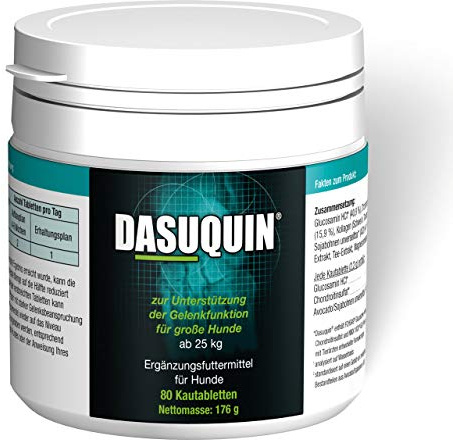Ecuphar Dasuquin L | 80 Kautabletten | Ergänzungsfuttermittel für große Hunde ab 25 kg | Mit Glucosaminhydrochlorid