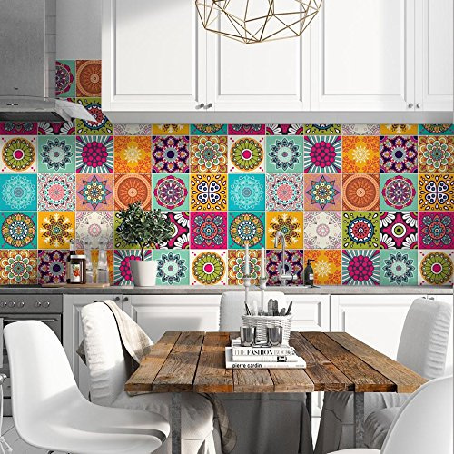 RE-COVERTILES Fliesenaufkleber für Küche und Bad 24 Stück 10x10 cm PS00179 | PVC Material, Wasserfest, Kratzfest, Wanddekoration, Selbstklebend, Made in Italy