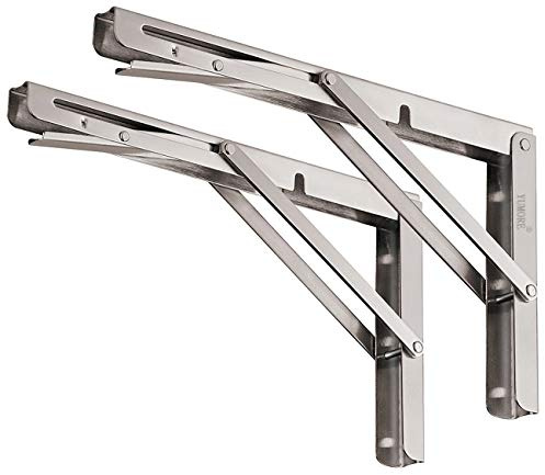YUMORE Supports d’Étagère Pliables 300mm Équerre Pliante Inox Robustes