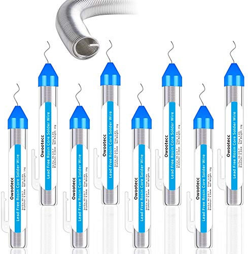 Owootecc bleifreies Lötzinn, bleifreier Löt draht mit Kolophonium kern (Sn99,3 Cu0,7 Flux 1,8% /0,8mm,128g 8 Stück) zum Elektrolöten und DIY