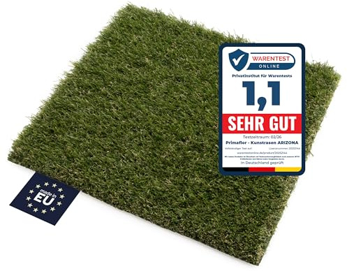 Primaflor Kunstrasen Arizona | Grün | 200x100 cm | 37 mm hoch | wasserdurchlässig | UV-beständig | Rasenteppich | Outdoor Kunstgras für Balkon & Garten