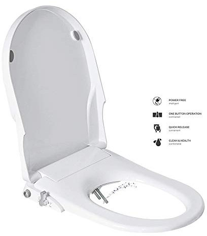 Sedili WC bidet con doppio ugello autopulente non elettrico separato posteriore e femminile, pulizia naturale spruzzo, sedile WC morbido chiuso combinato bidet wc