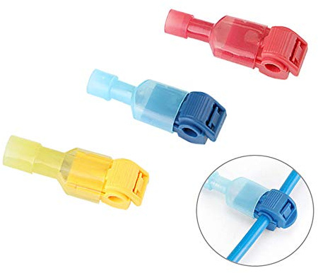 Aiqeer 200 Pièces Set de Connecteurs de Câble Électrique T-Tap, Terminal de Fil Isolé Rapide T-Tap, Connecteur de Borne Entièrement Isolé, Connecteur Rapide T-Tap (Rouge, Bleu, Jaune)
