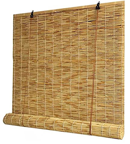 Geovne Tenda a Rullo in bambù per Balconi,Avvolgibile Bamboo per Soggiorno,Tapparella a Carrucola in Bamboo Isolate Termicamente,Tenda a Lamella in Canna per Ufficio,Colore Primari (W50xH100cm/20x39)