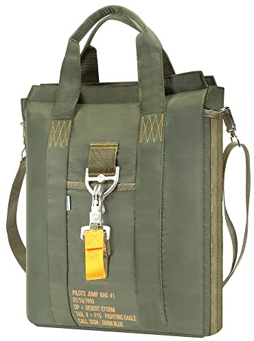 Farm Blue Bolsa de vuelo táctica - Bolsa de casco de piloto de paracaídas de aviadores, estilo militar, Verde (olive drab green), M, Bolso bandolera para portátil