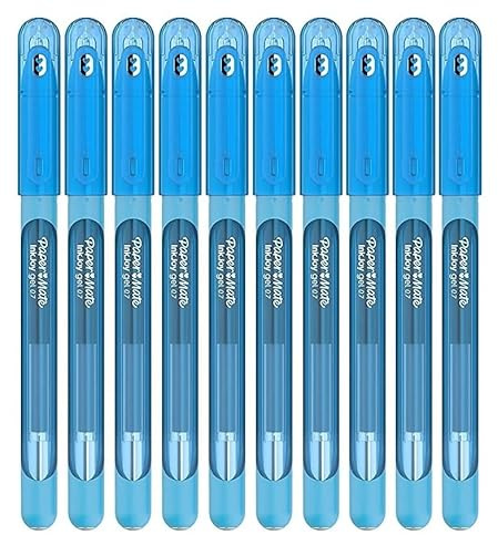Paper Mate InkJoy Gelschreiber mit Kappe, verschiedene Farben, 0,7 mm, mittlere Spitze, Federspitze, 10 Stück (Hellblau)