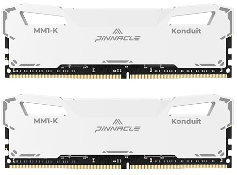 Timetec Pinnacle Konduit 32GB KIT(2x16GB) DDR4 3200MHz PC4-25600 CL16-20-20-40 XMP2.0 Overclocking 1.35V Dual Rank Compatible for AMD and Intel Desktop Gaming Memory- Bianco