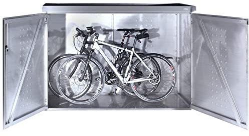 Fahrradgarage mit Pultdach aus Edelstahl 198x93x141 cm, Gartenhaus Fahrradhaus