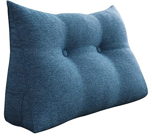 Johnear Rückenkissen Keilkissen Bett Lesekissen，Rückenlehne Kissen für Sofa Lendenkissen Bettkopfteil, Großes Dreieckige Bettkeil Bücherkissen Stützkissen (Blau，60cm)