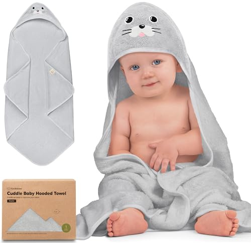 KeaBabies Babyhandtuch mit Kapuze für Neugeborene, 89x89cm (Seal, Regular) | Große Bambus Kapuzenhandtuch Baby für Jungen, Mädchen, Kleinkinder, Besonders Saugfähig Und Weich Baby Badetuch