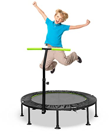 Maxmass Mini Trampoline, Fitness Bungee Rebounder with Adjustable Handle, Foldable Exercise Bouncer for Adults and Kids