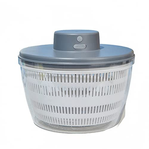 AXTMR Centrifughe elettriche per Insalata di Frutta e Verdura da 4 Litri, scolapiatti per Foglie di lattuga e Verdure, Design a Doppio Strato con Scarico e conservazione,Gray,22 * 17cm