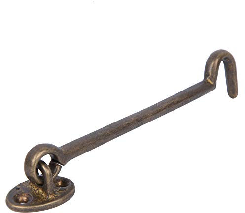 BORDSTRACT 17 cm Gancio E Occhiello in Bronzo Vintage, Perno per Porta D'ingresso, Perno per Finestra, Staffa per Chiavistello di Finestra