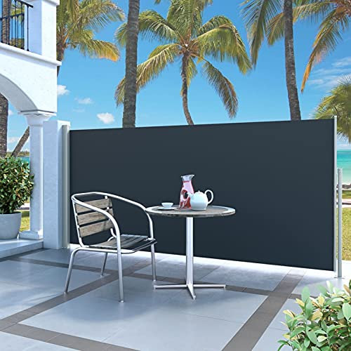 MOONAIRY Ausziehbare Seitenmarkise, Windschutz, Seitenmarkise, Sichtschutz Ausziehbar, Seitenwandmarkiese, 140x300 cm Schwarz