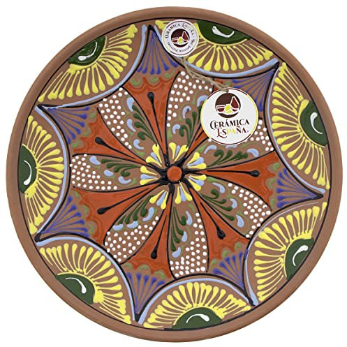 CERÁMICA ESPAÑA | Plato decorativo para colgar en pared | Plato de pared | Plato pared | Plato cerámica | Modelo D31 | Decoración 100% Hecho a mano | 21x21x2.5 cm