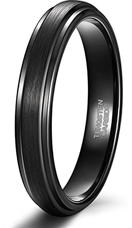 TRUMIUM Anillos de tungsteno de 4 mm, 6 mm y 8 mm para hombres y mujeres, anillo de boda de tungsteno azul plateado, oro rosa, negro, acabado cepillado mate, ajuste cómodo, talla 4-15