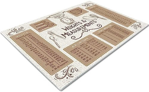 Chopping Board | Glass Chopping Boards for Kitchens | Glass Worktop Savers for Kitchen | Cutting Boards for Kitchen | Chopping Board Non Slip | Small Chopping Board | Weights & Measurements White