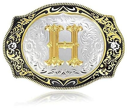 WILsem Gürtelschnalle mit Anfangsbuchstaben „Cowboy“, klein, goldfarben, Metall, Rock-Persönlichkeit, Gürtelschnallen für Männer und Frauen