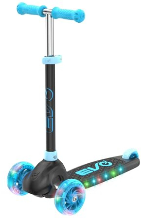EVO Eclipse Leuchtender Tretroller mit 3 Rädern, Kinder-Scooter mit verstellbarer Griffhöhe, verstellbarer Griffhöhe für Jungen und Mädchen, Tretroller für Kinder im Alter von 3–12 Jahren