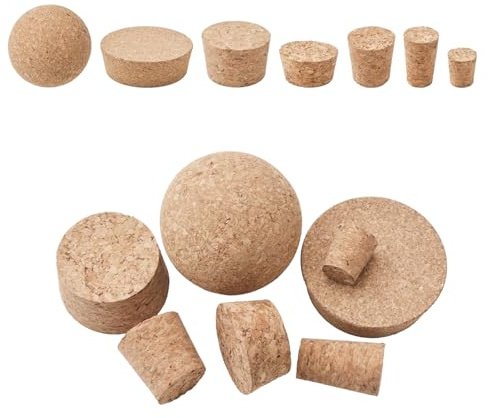 INCREWAY 40 x Weinflaschenverschluss, konisch, verschiedene Größen, Kork und Kugelkugel, natürliches weiches Holz für Glas