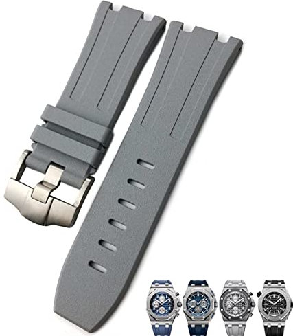 FACDEM Weiche FKM Fluoro Gummi Uhrenarmband 28mm Für AP Strap Audemars Piguet ROYAL OAK OFFSHORE Tauchen Wasserdicht Sport Uhr Band, 28x24mm, Achat