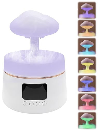 Humidifiers, 300ML Humidifier for Bedroom, Rain Cloud Humidifier with 7 Color Night Light, Mushroom Humidifiers Oil Diffusers for Home and Plants, 3 Modes, for Baby Office (normal version, Mushroom)
