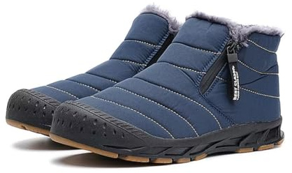 Jakcuz Winter Boot for Men Wearing Resistant Anti-skid Furry Comfortable Snow Boots Warm Men Boots Blue Size 10.5